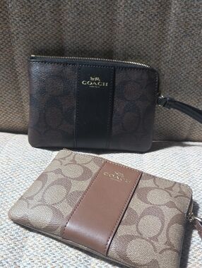 Coach Signature Canvas Wristlet Duo in Brown and Black